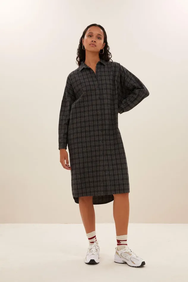 Women Small Check Dress Caramel Bybar Dresses Women Small Check Dress Caramel Bybar Dresses