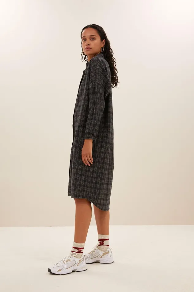 Women Small Check Dress Caramel Bybar Dresses Women Small Check Dress Caramel Bybar Dresses