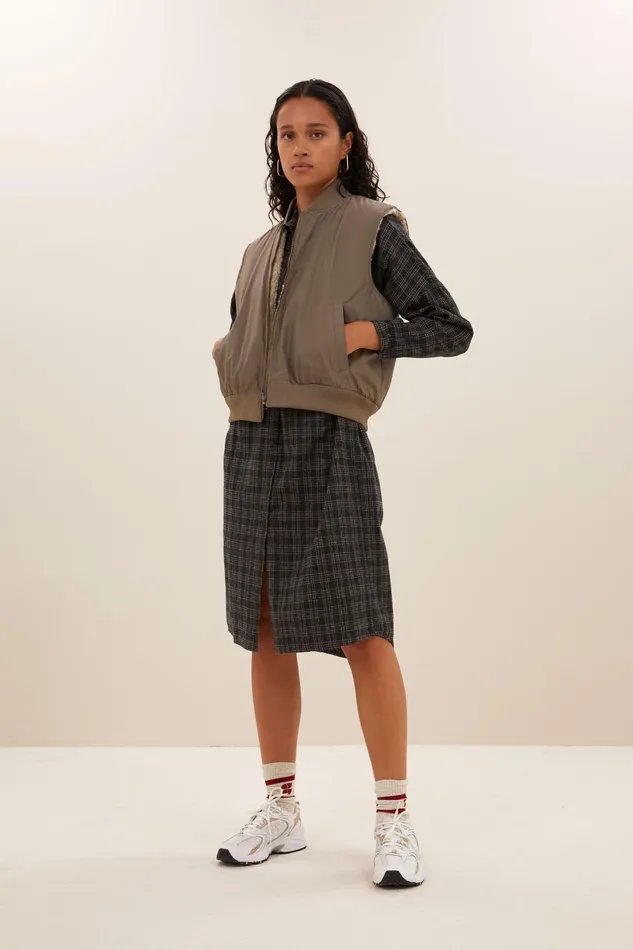 Women Small Check Dress Caramel Bybar Dresses Women Small Check Dress Caramel Bybar Dresses