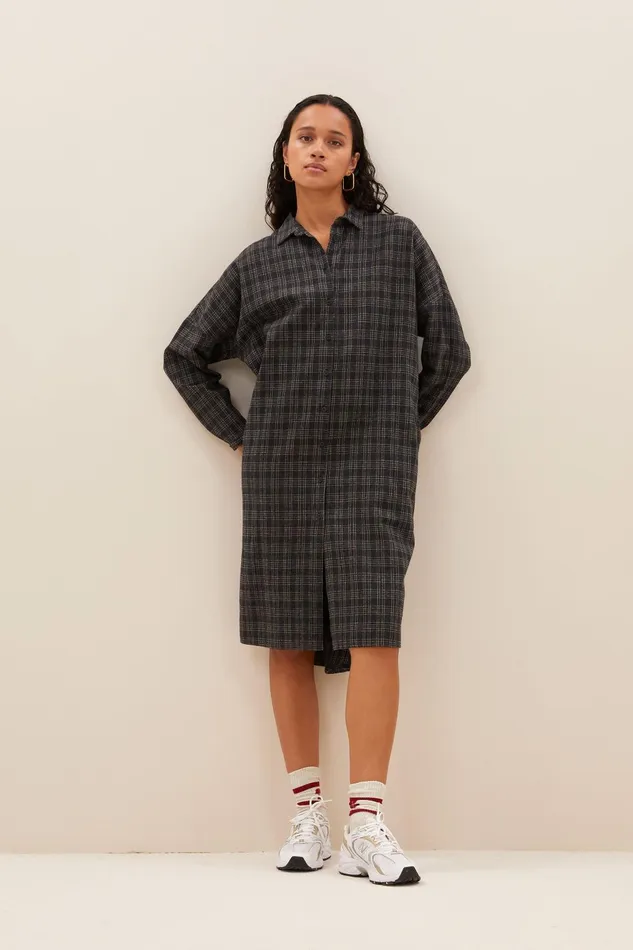 Women Small Check Dress Caramel Bybar Dresses Women Small Check Dress Caramel Bybar Dresses