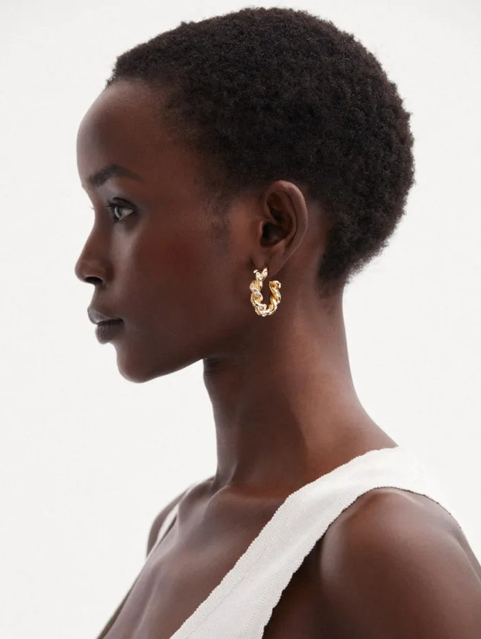 Women Small Rope Pearl Hoop Earrings Pearl Oscar De La Renta Earrings Women Small Rope Pearl Hoop Earrings Pearl Oscar De La Renta Earrings