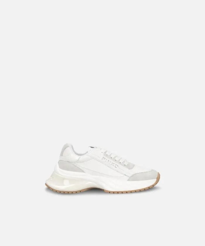 Women Sneakers Pinko ARIEL Leather Sneakers With Contrasting Details Pure White