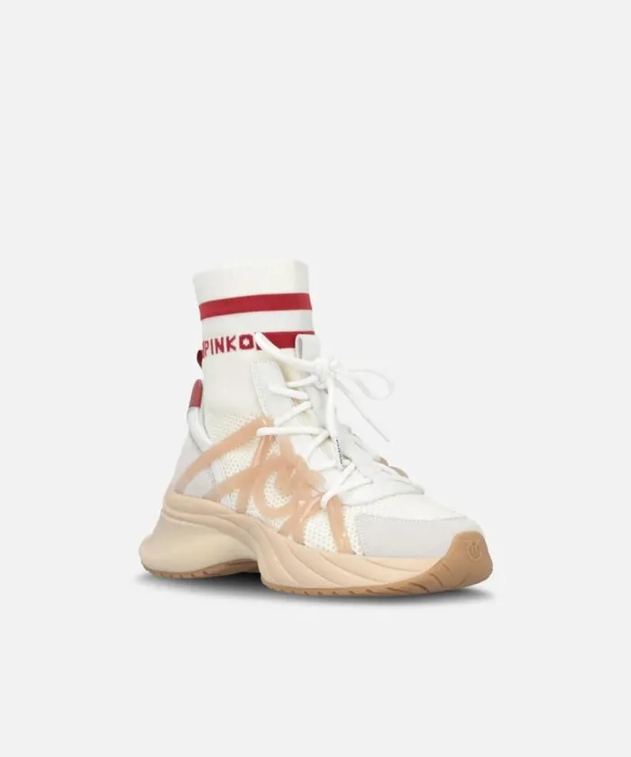 Women Sneakers Pinko ARIEL Sneakers With Knit Sock Detail Milk White Women Sneakers Pinko ARIEL Sneakers With Knit Sock Detail Milk White