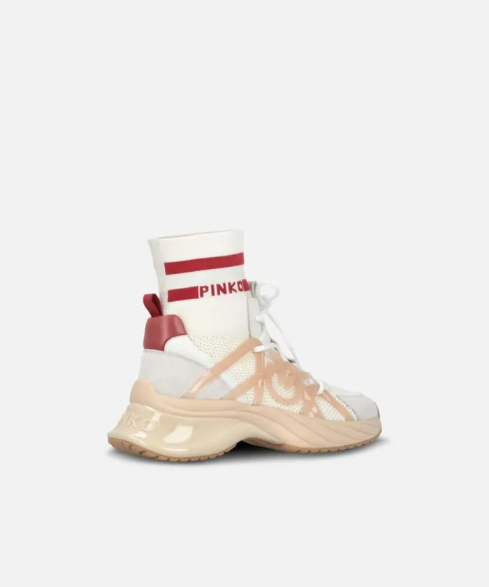 Women Sneakers Pinko ARIEL Sneakers With Knit Sock Detail Milk White Women Sneakers Pinko ARIEL Sneakers With Knit Sock Detail Milk White