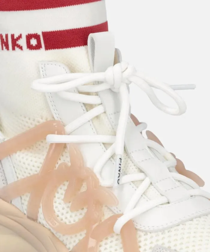 Women Sneakers Pinko ARIEL Sneakers With Knit Sock Detail Milk White Women Sneakers Pinko ARIEL Sneakers With Knit Sock Detail Milk White