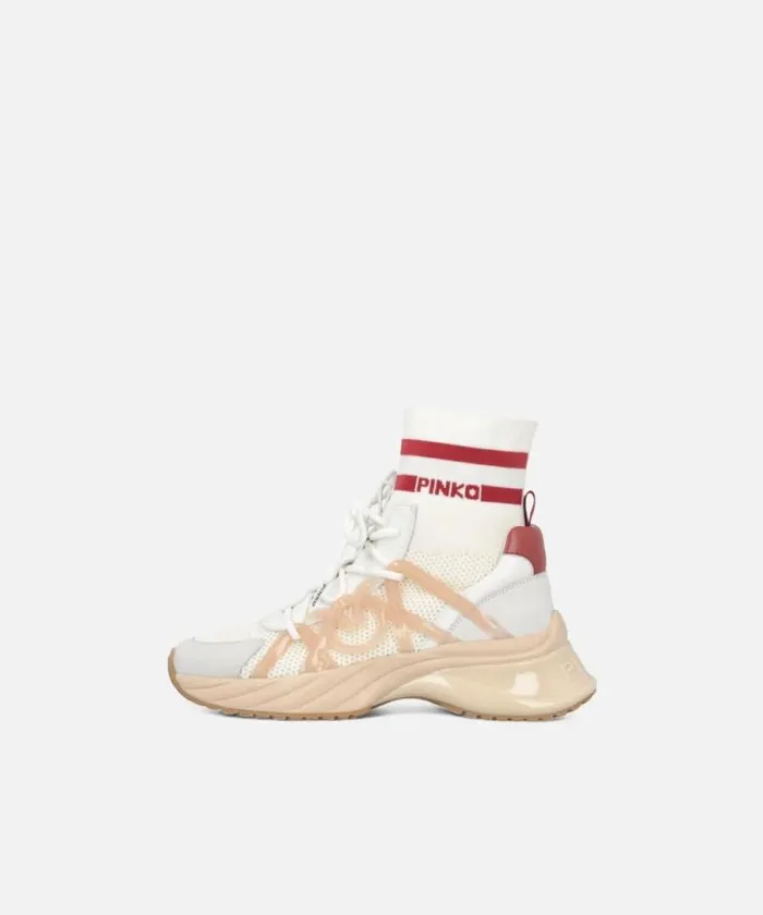 Women Sneakers Pinko ARIEL Sneakers With Knit Sock Detail Milk White Women Sneakers Pinko ARIEL Sneakers With Knit Sock Detail Milk White