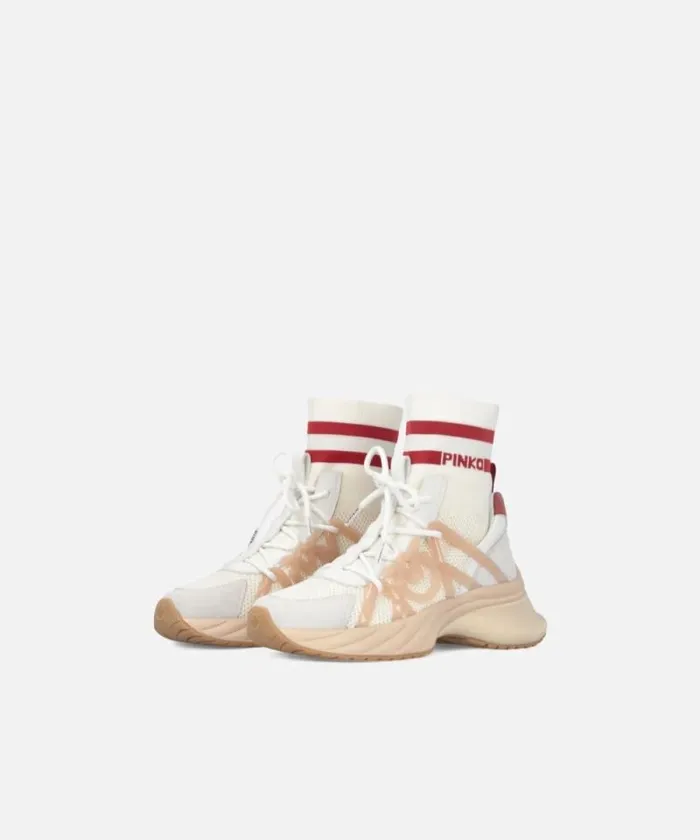 Women Sneakers Pinko ARIEL Sneakers With Knit Sock Detail Milk White Women Sneakers Pinko ARIEL Sneakers With Knit Sock Detail Milk White
