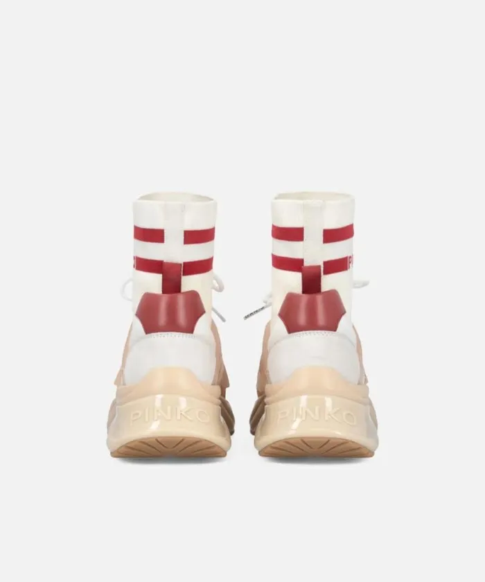 Women Sneakers Pinko ARIEL Sneakers With Knit Sock Detail Milk White Women Sneakers Pinko ARIEL Sneakers With Knit Sock Detail Milk White