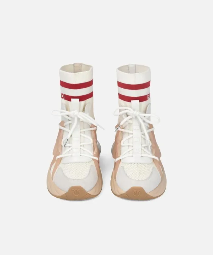 Women Sneakers Pinko ARIEL Sneakers With Knit Sock Detail Milk White Women Sneakers Pinko ARIEL Sneakers With Knit Sock Detail Milk White