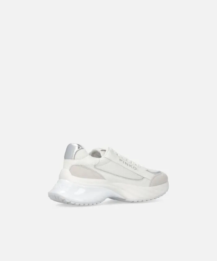 Women Sneakers Pinko Ariel Sneakers With Logo And Leather And Suede Details Whitesilver Women Sneakers Pinko Ariel Sneakers With Logo And Leather And Suede Details Whitesilver