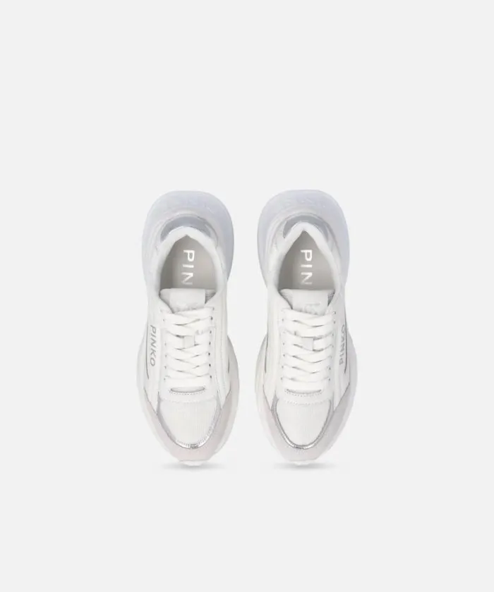 Women Sneakers Pinko Ariel Sneakers With Logo And Leather And Suede Details Whitesilver Women Sneakers Pinko Ariel Sneakers With Logo And Leather And Suede Details Whitesilver
