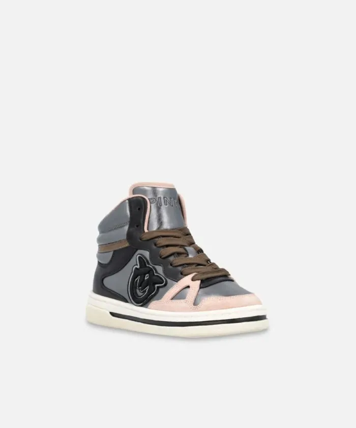 Women Sneakers Pinko Laminated Hightop Sneakers Pewterblacknude Women Sneakers Pinko Laminated Hightop Sneakers Pewterblacknude