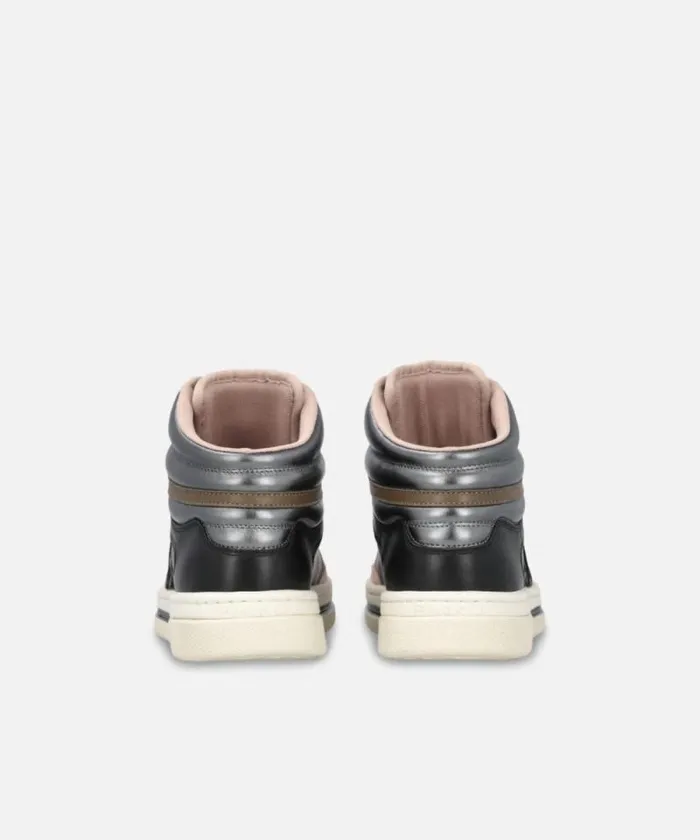 Women Sneakers Pinko Laminated Hightop Sneakers Pewterblacknude Women Sneakers Pinko Laminated Hightop Sneakers Pewterblacknude