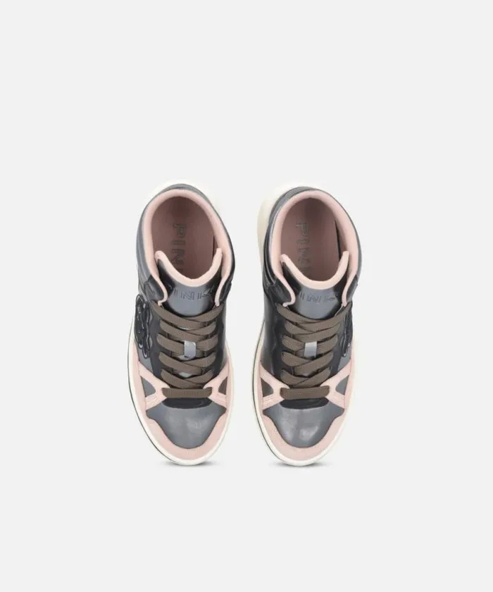 Women Sneakers Pinko Laminated Hightop Sneakers Pewterblacknude Women Sneakers Pinko Laminated Hightop Sneakers Pewterblacknude