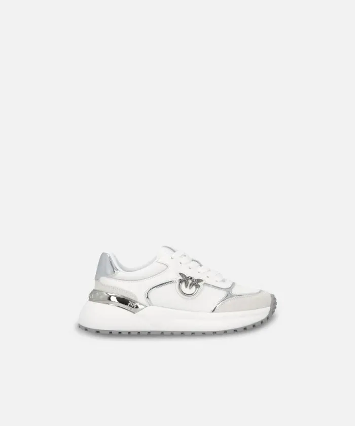 Women Sneakers Pinko Sneakers With Logo And Mirrorfinish Details Whitesilver