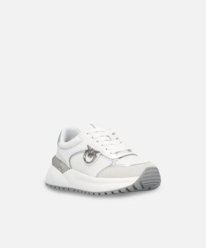 Women Sneakers Pinko Sneakers With Logo And Mirrorfinish Details Whitesilver Women Sneakers Pinko Sneakers With Logo And Mirrorfinish Details Whitesilver