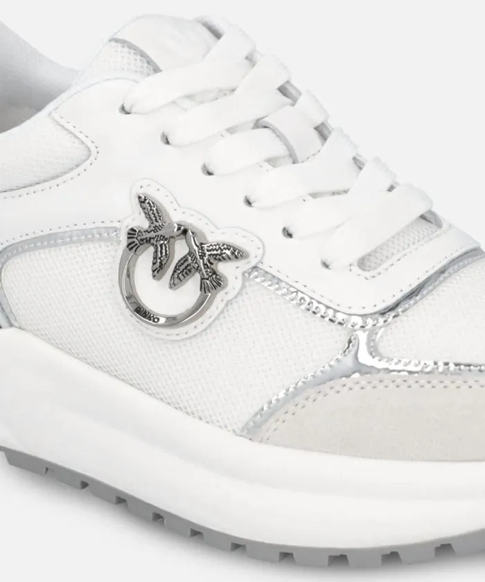 Women Sneakers Pinko Sneakers With Logo And Mirrorfinish Details Whitesilver Women Sneakers Pinko Sneakers With Logo And Mirrorfinish Details Whitesilver