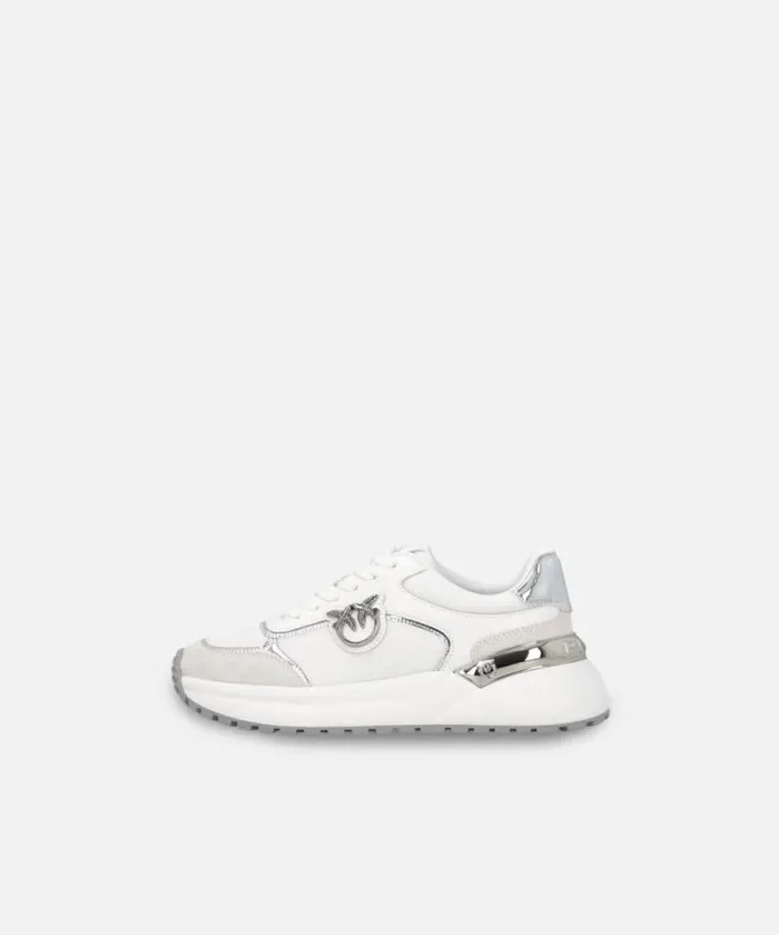 Women Sneakers Pinko Sneakers With Logo And Mirrorfinish Details Whitesilver Women Sneakers Pinko Sneakers With Logo And Mirrorfinish Details Whitesilver