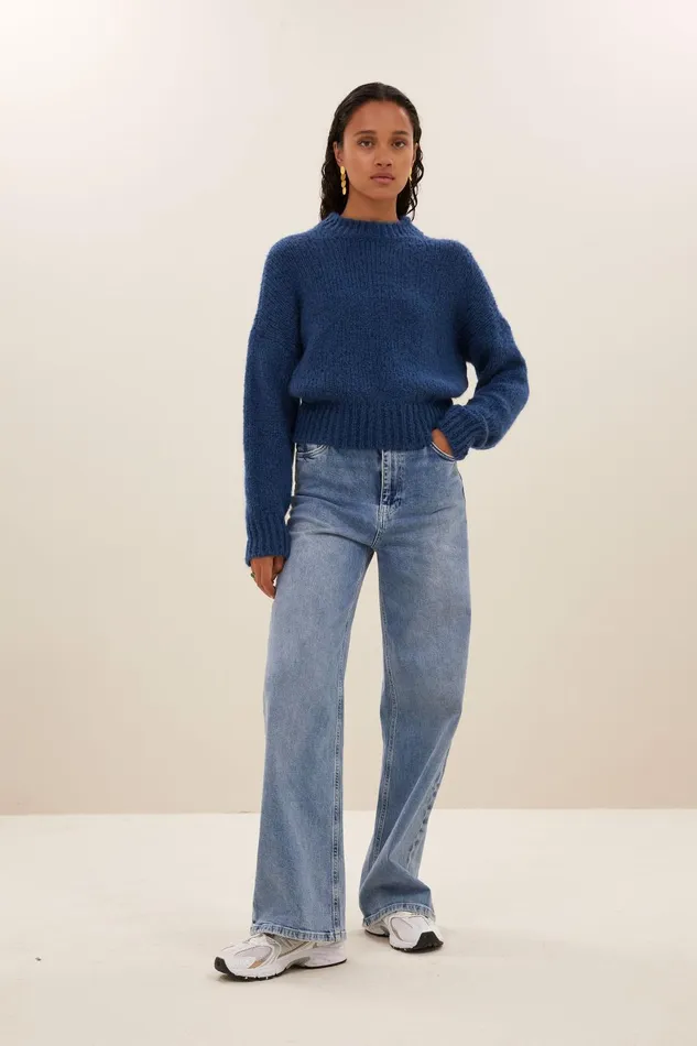 Women Sonny Bulky Pullover Oil Blue Bybar Pullovers