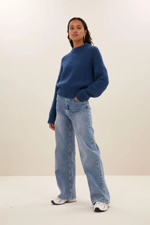 Women Sonny Bulky Pullover Oil Blue Bybar Pullovers