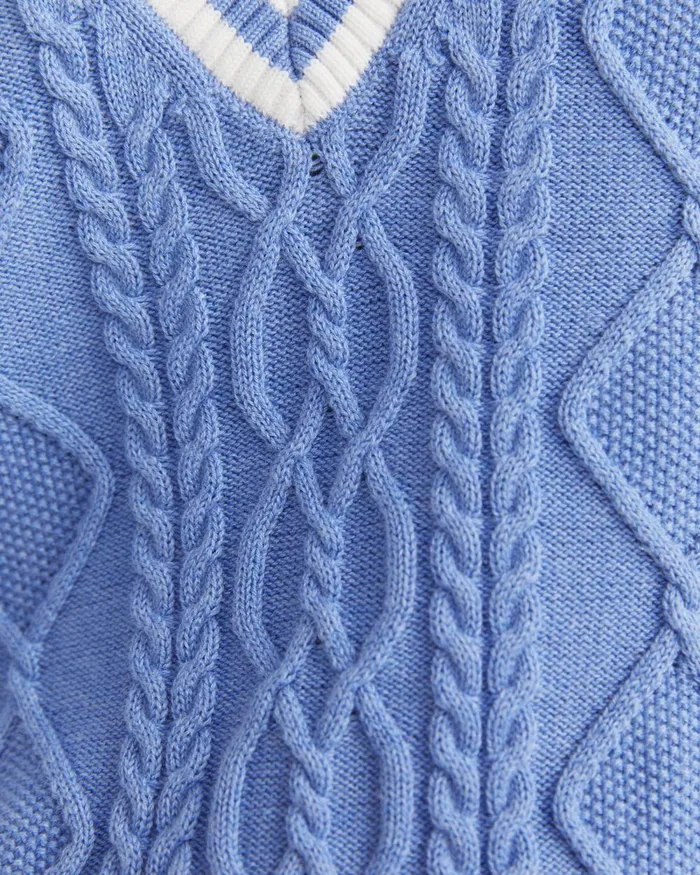 Women Sportscraft Knits and Cardigans Elka Cable VNeck Vest Belle Blue