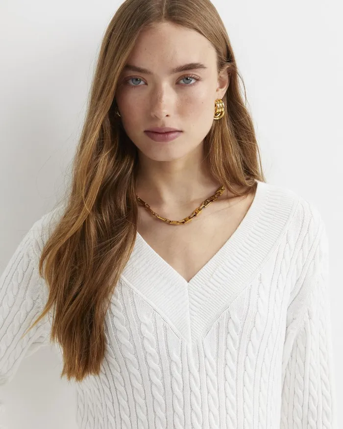 Women Sportscraft Knits and Cardigans Elka Varsity Cable Sweater Winter White