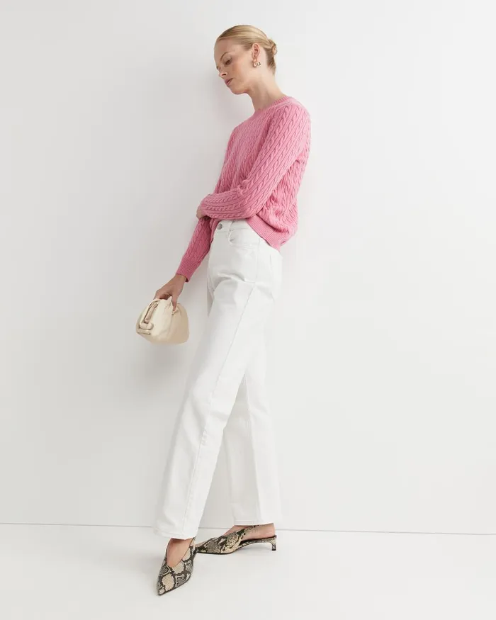 Women Sportscraft Knits and Cardigans Merino Wool Baby Cable Sweater Roseberry
