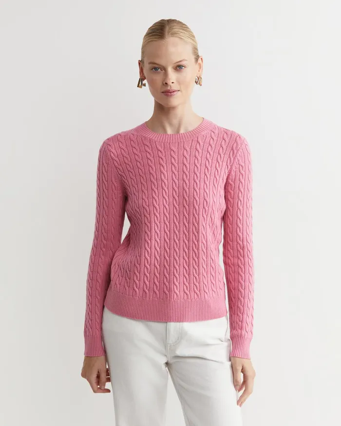 Women Sportscraft Knits and Cardigans Merino Wool Baby Cable Sweater Roseberry