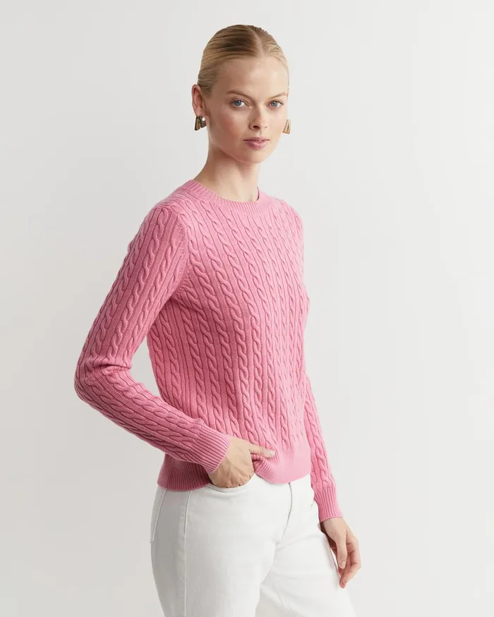 Women Sportscraft Knits and Cardigans Merino Wool Baby Cable Sweater Roseberry