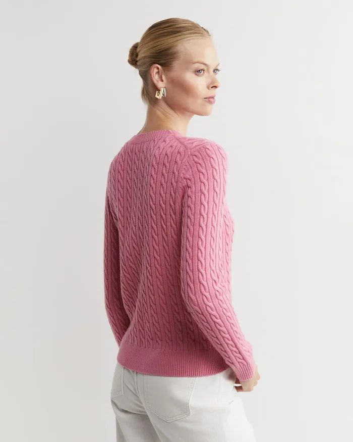 Women Sportscraft Knits and Cardigans Merino Wool Baby Cable Sweater Roseberry