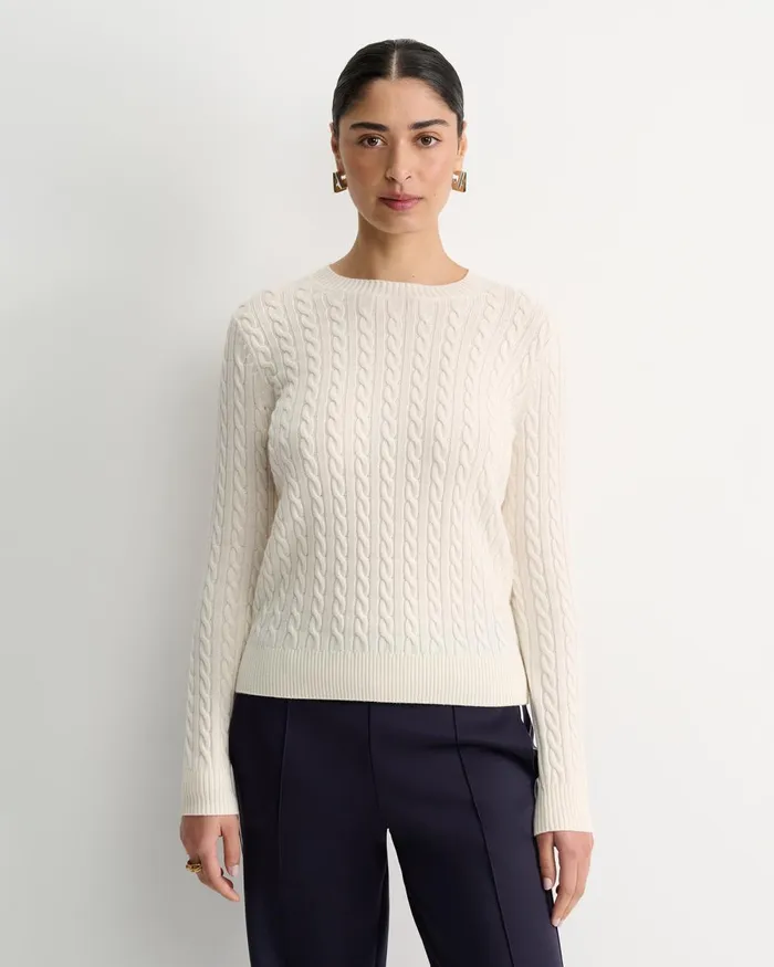 Women Sportscraft Knits and Cardigans Merino Wool Baby Cable Sweater Winter White
