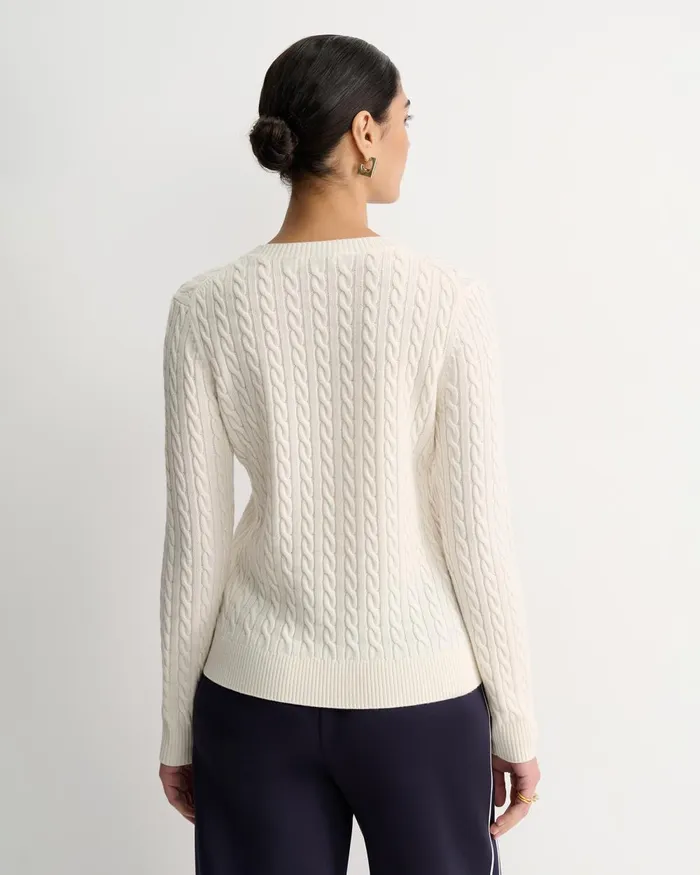 Women Sportscraft Knits and Cardigans Merino Wool Baby Cable Sweater Winter White