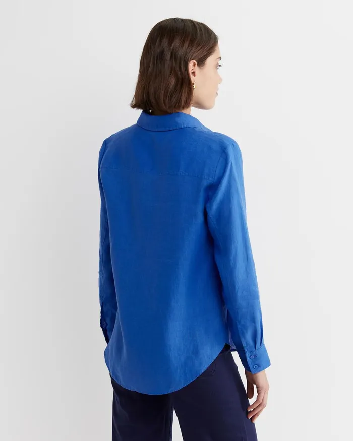 Women Sportscraft Shirts Dahlia Long Sleeve Linen Shirt Cerulean