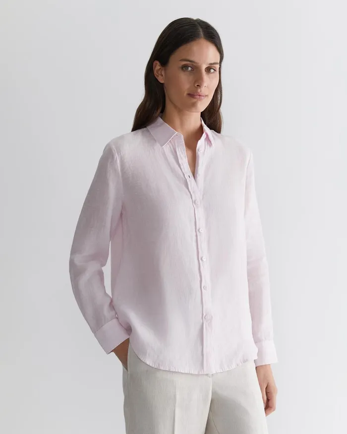 Women Sportscraft Shirts Dahlia Long Sleeve Linen Shirt Pink