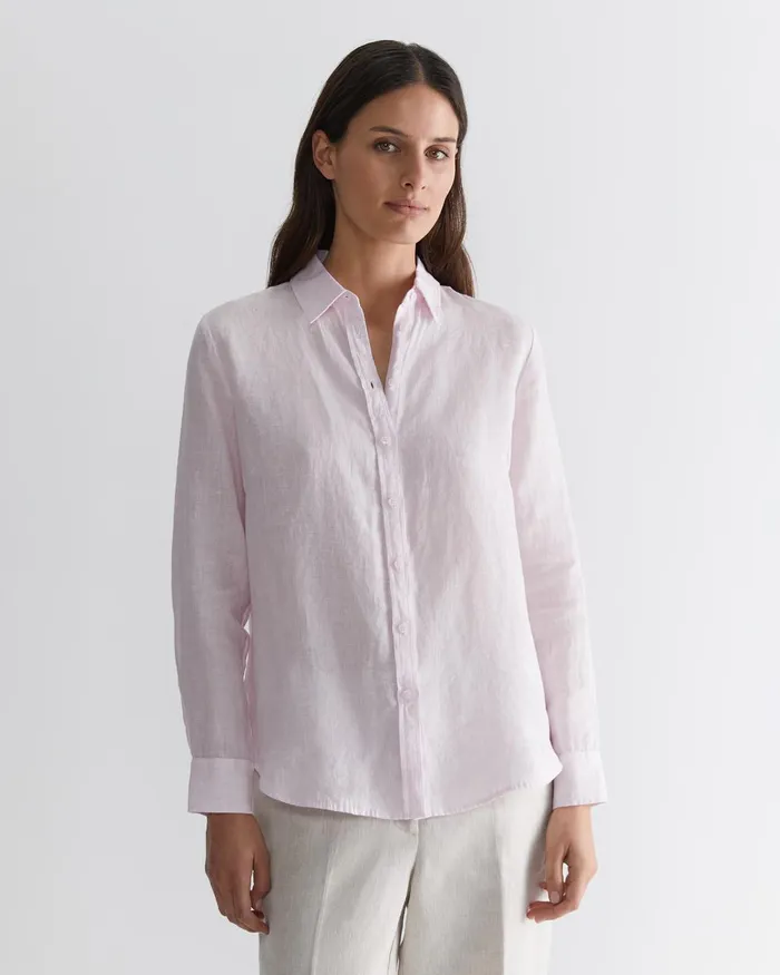 Women Sportscraft Shirts Dahlia Long Sleeve Linen Shirt Pink