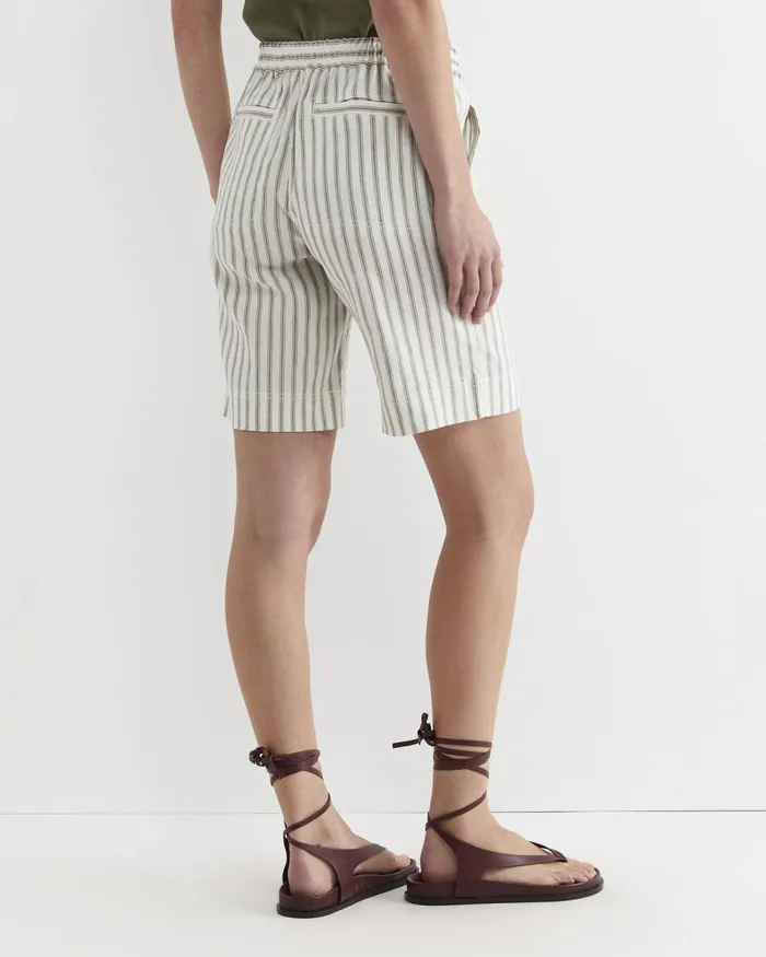 Women Sportscraft Shorts Rosa Stripe Linen Short Whitekhaki
