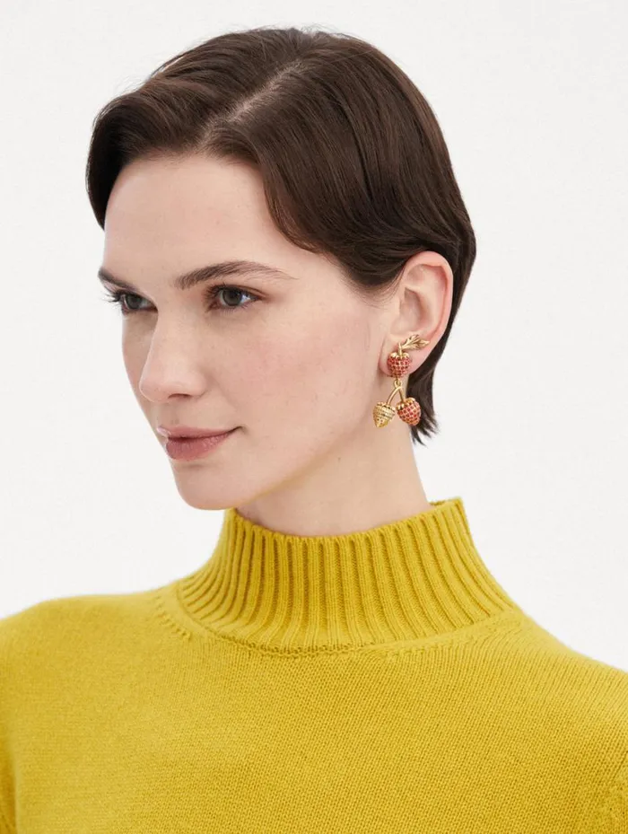 Women Strawberry ClipOn Earrings Red Oscar De La Renta Earrings Women Strawberry ClipOn Earrings Red Oscar De La Renta Earrings