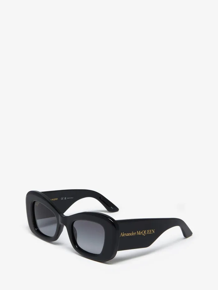 Women Sunglasses Alexander McQueen Bold CatEye Sunglasses Blackgrey
