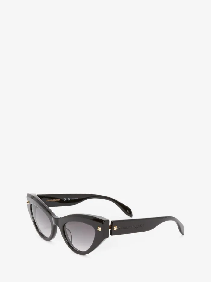 Women Sunglasses Alexander McQueen Spike Studs CatEye Sunglasses Black