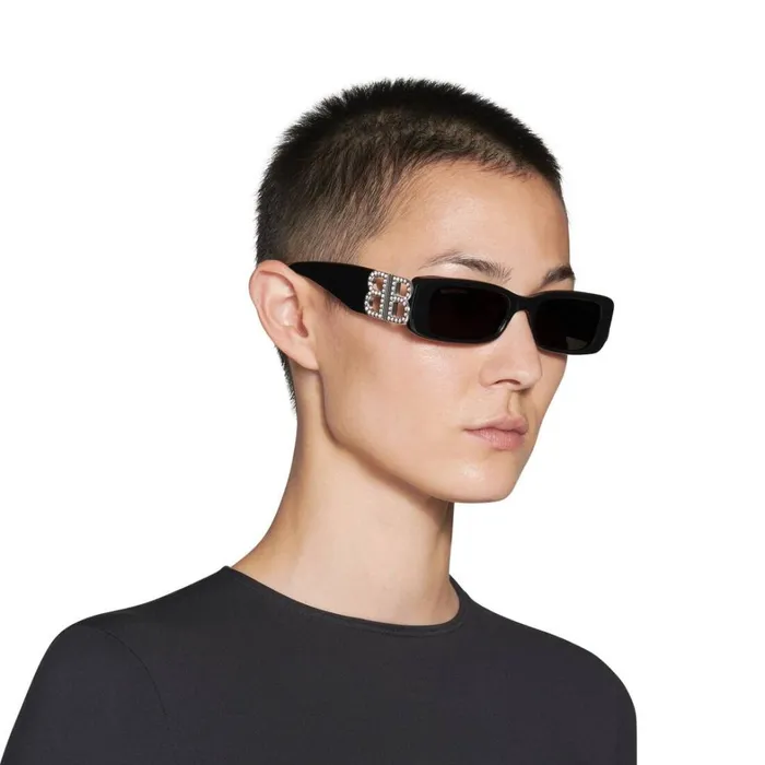 Women Sunglasses Balenciaga Dynasty Rectangle Sunglasses In Black