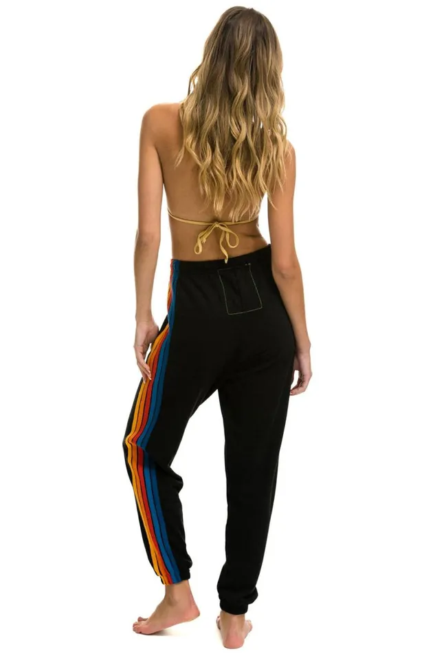 Women Sweatpants Aviator Nation 5 Stripe Sweatpants 8211 Black 2