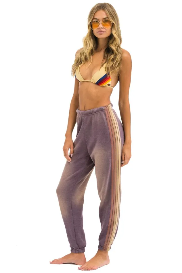 Women Sweatpants Aviator Nation 5 Stripe Sweatpants 8211 Faded Mocha