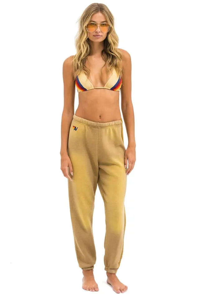 Women Sweatpants Aviator Nation 5 Stripe Sweatpants 8211 Faded Tan