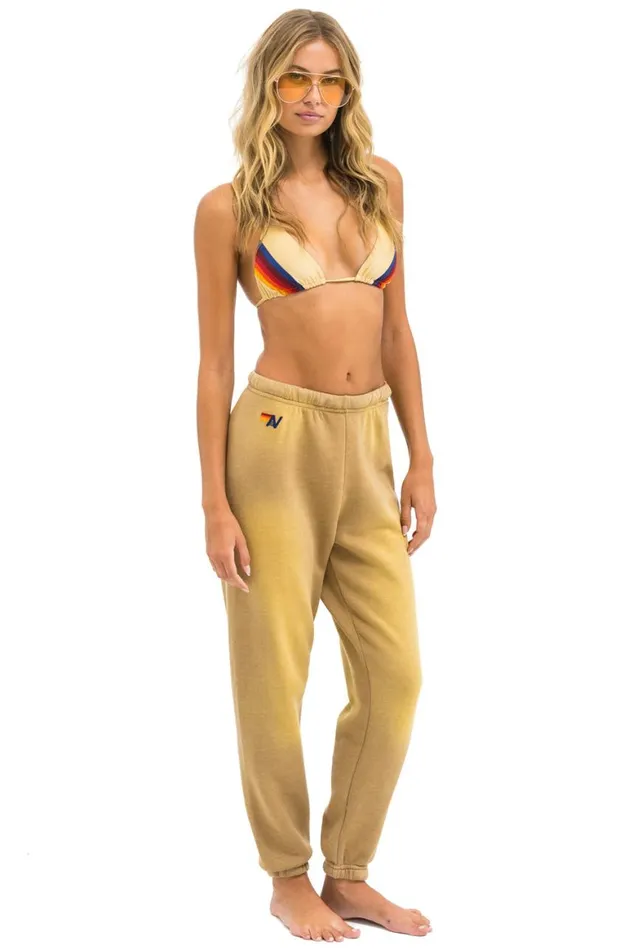 Women Sweatpants Aviator Nation 5 Stripe Sweatpants 8211 Faded Tan