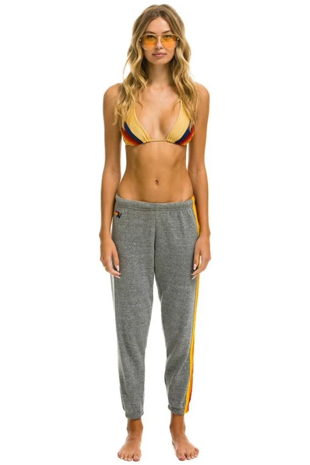 Women Sweatpants Aviator Nation 5 Stripe Sweatpants 8211 Heather Grey