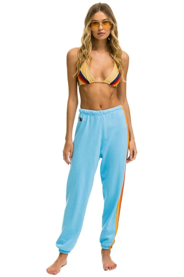 Women Sweatpants Aviator Nation 5 Stripe Sweatpants 8211 Sky 2