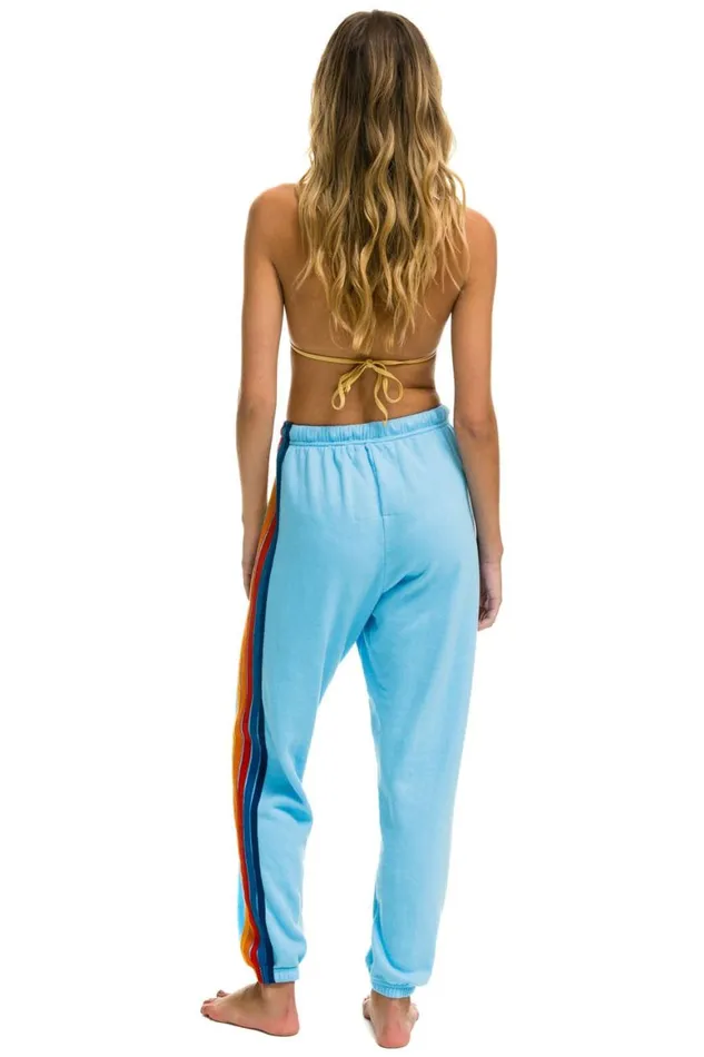 Women Sweatpants Aviator Nation 5 Stripe Sweatpants 8211 Sky 2