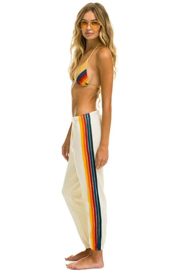 Women Sweatpants Aviator Nation 5 Stripe Sweatpants 8211 Vintage White