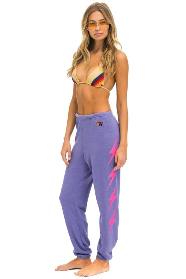 Women Sweatpants Aviator Nation Bolt 4 Sweatpants 8211 Lavender Neon Pink