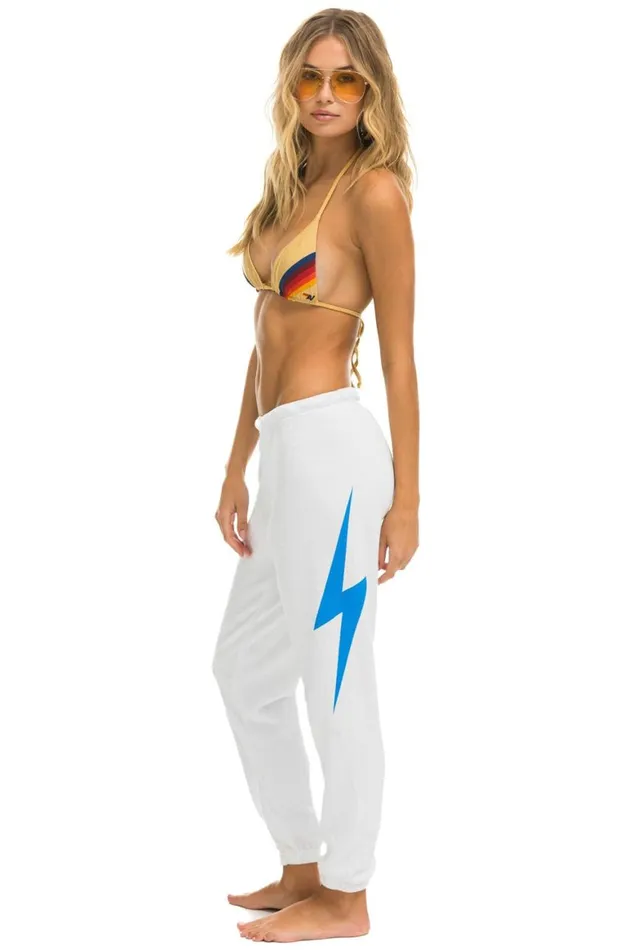 Women Sweatpants Aviator Nation Bolt Sweatpants 8211 White Blue